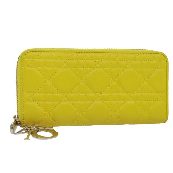 Dior Cannage Lady Yellow Leather Wallet (Pre-Owned) - Picture 1 of 16